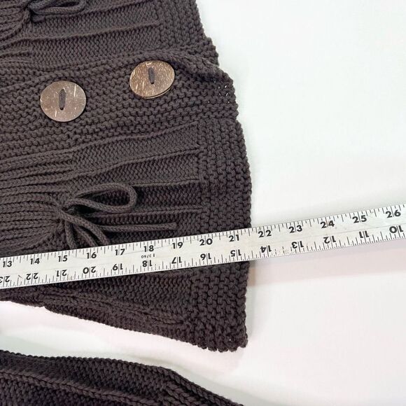 Pure Handknit Cardigan Sweater Womens Small Brown Cotton Button-Up Long Sleeve - Picture 4 of 9